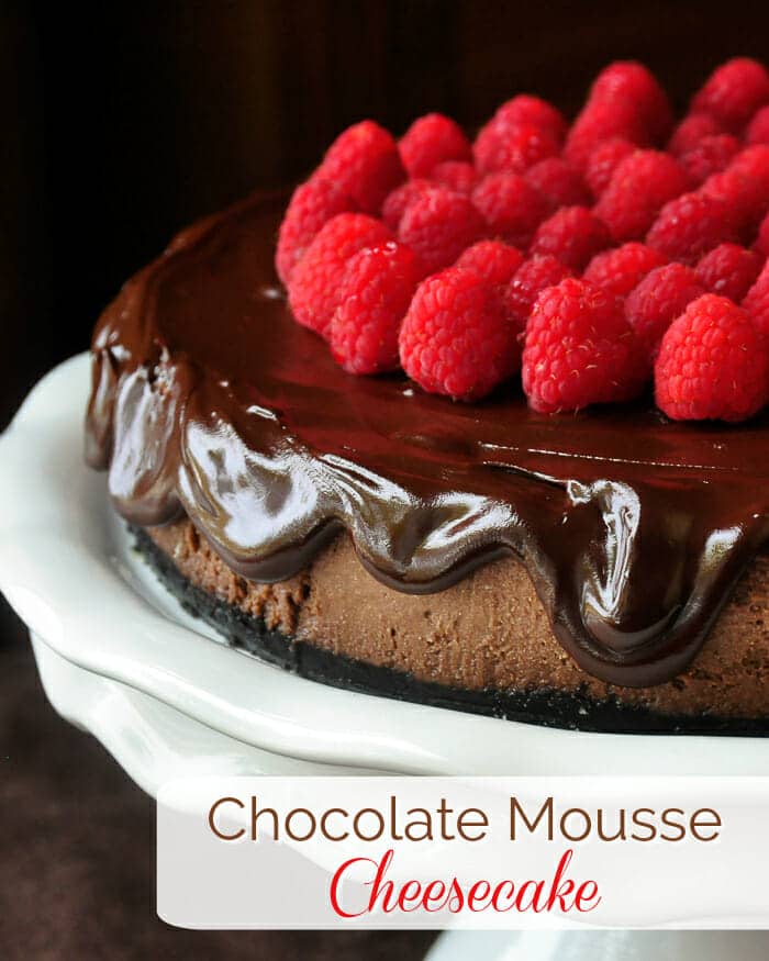 Chocolate Mousse Cheesecake image with title text added