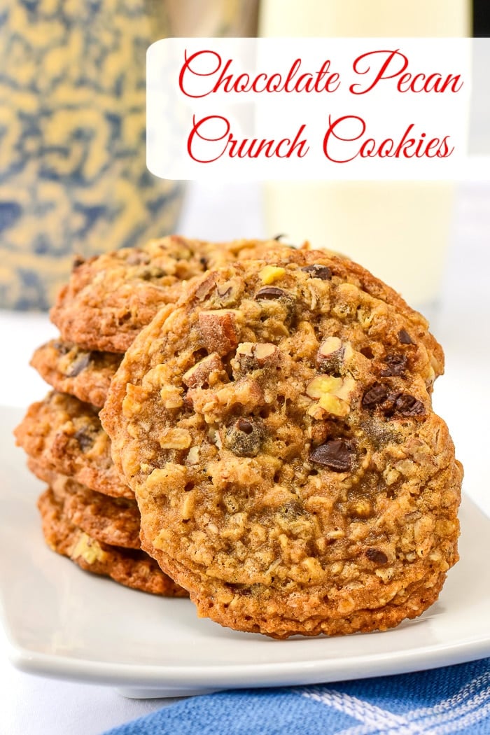 Chocolate Pecan Crunch Cookies photo with title text added for Pinterest