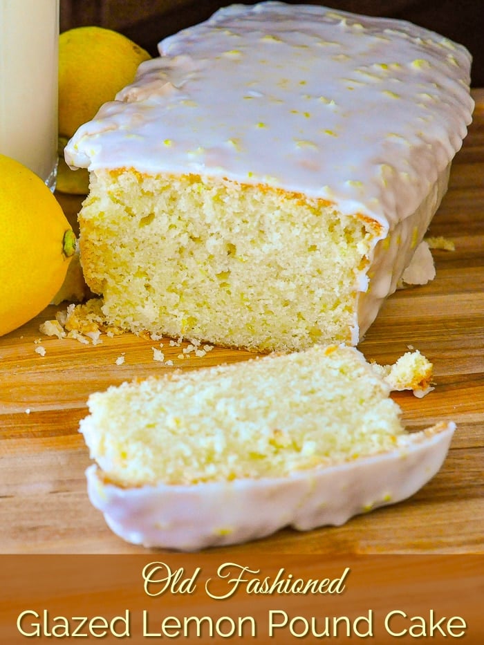 Glazed Lemon Pound Cake photo with title text for Pinterest