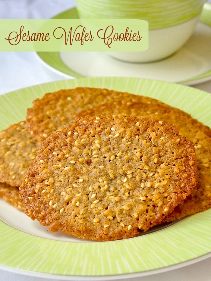 Sesame Wafer Cookies photo with title text for Pinterest