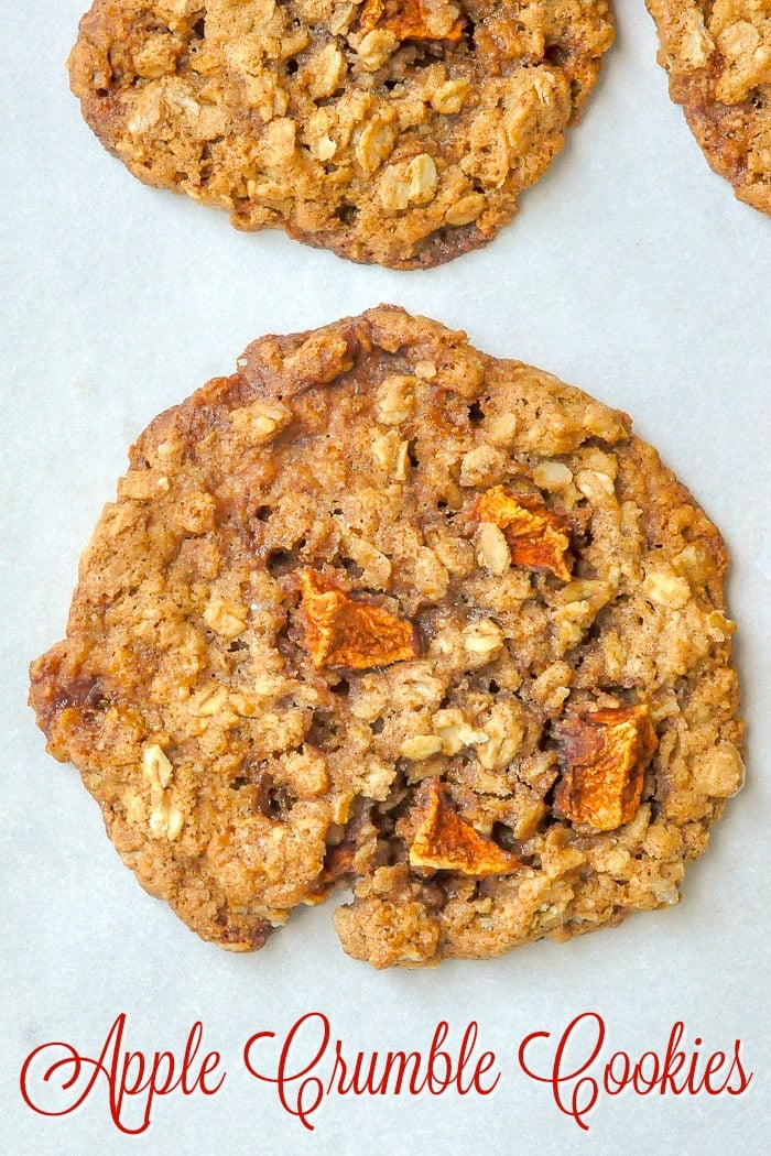 Apple Crumble Cookies photo with title text for Pinterest