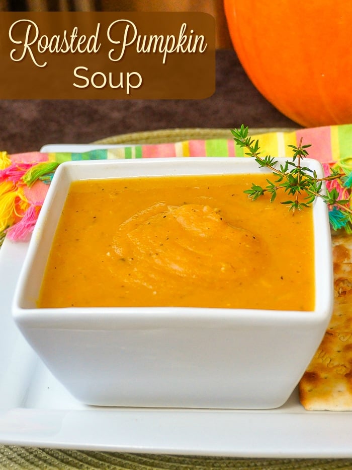 Roasted Pumpkin Soup image with title text for Pinterest