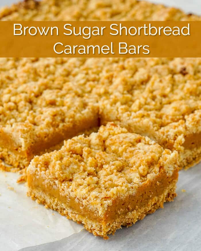 Brown Sugar Shortbread Caramel Bars image with title text