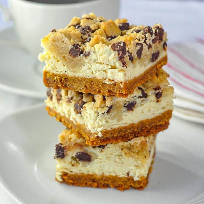 Chocolate Chip Cookie Dough Cheesecake Bars