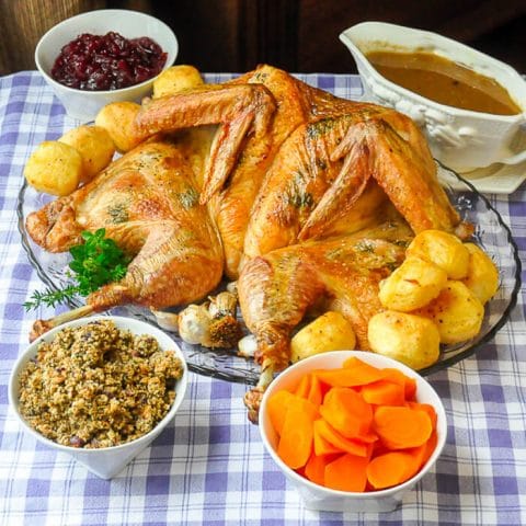 Flat Roasted Turkey with Garlic & Herbs