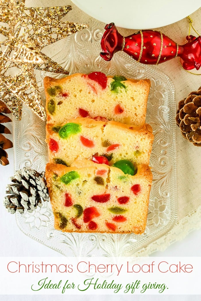 Newfoundland Cherry cake overhead photo of cake slices on an antique glass platter