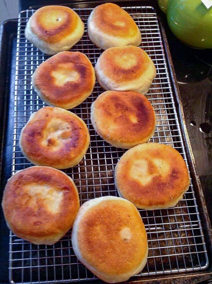 Toutons cooling on a wire rack