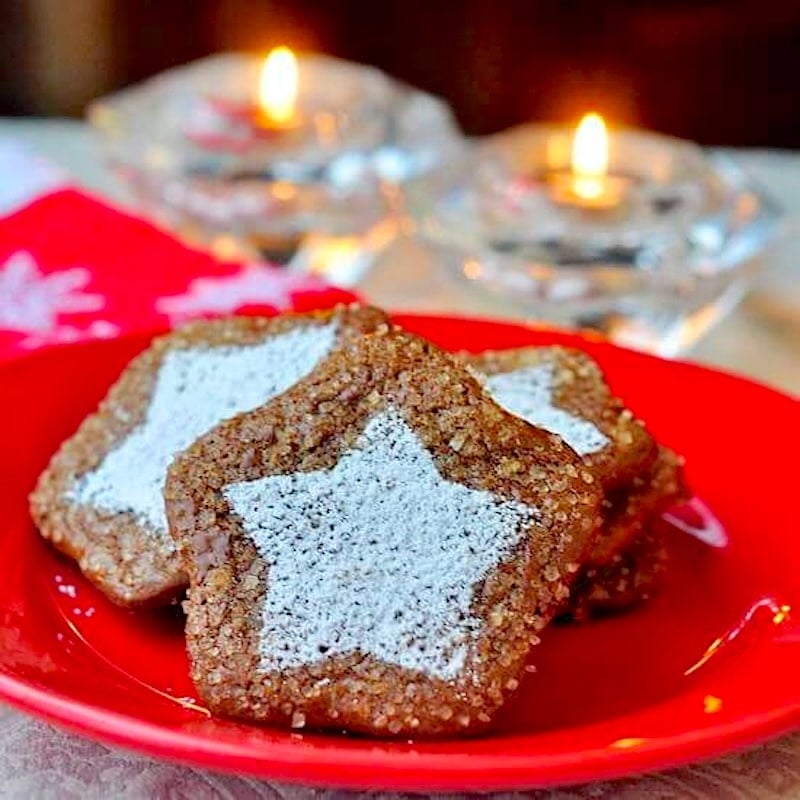 Cafe Mocha Cutout Cookies photo with candles in background