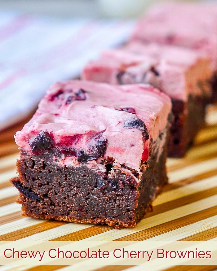 Chewy Chocolate Cherry Brownies photo with title text for Pinterest