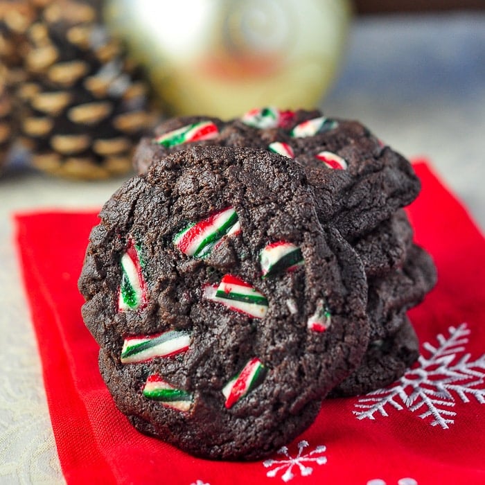 Chocolate Mint Chip Candy Cane Cookies