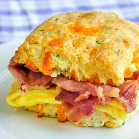 Ham Cheddar Biscuit Breakfast Sandwiches