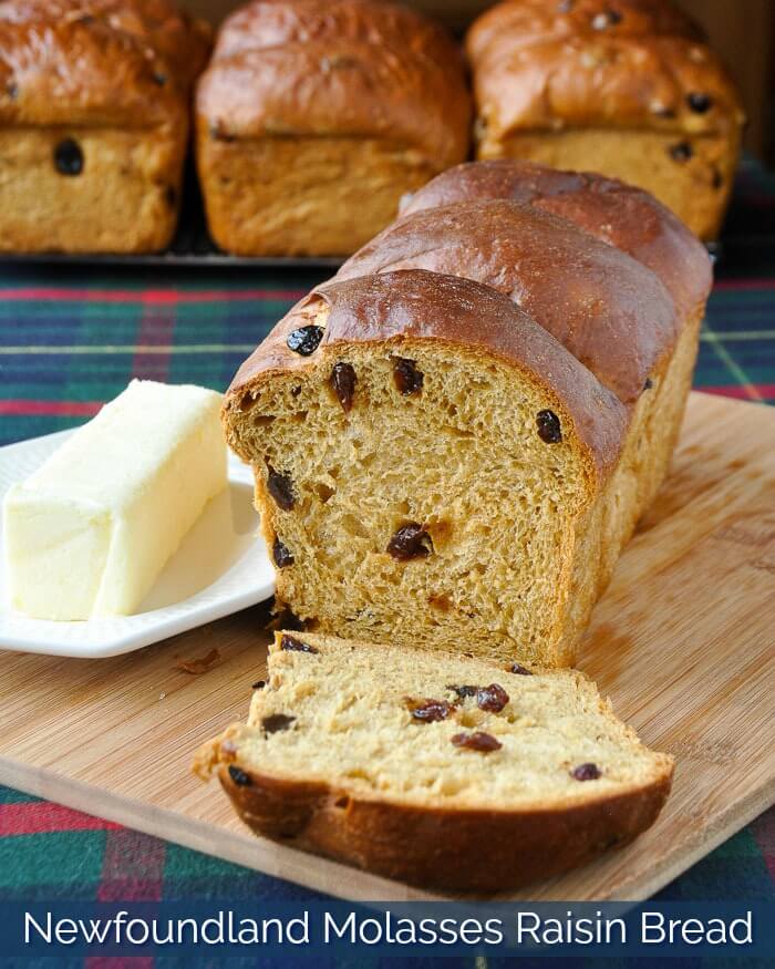 Newfoundland Molasses Raisin Bread with Title Text