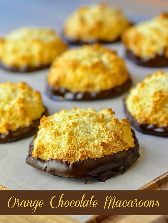 Orange Chocolate Macaroons recipe with title text for Pinterest