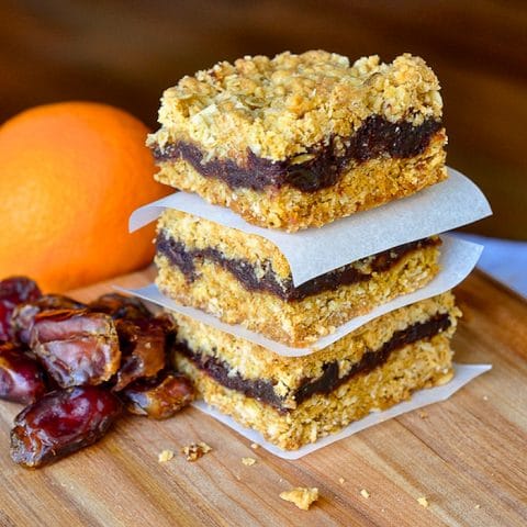 Orange Date Crumble Bars close up image