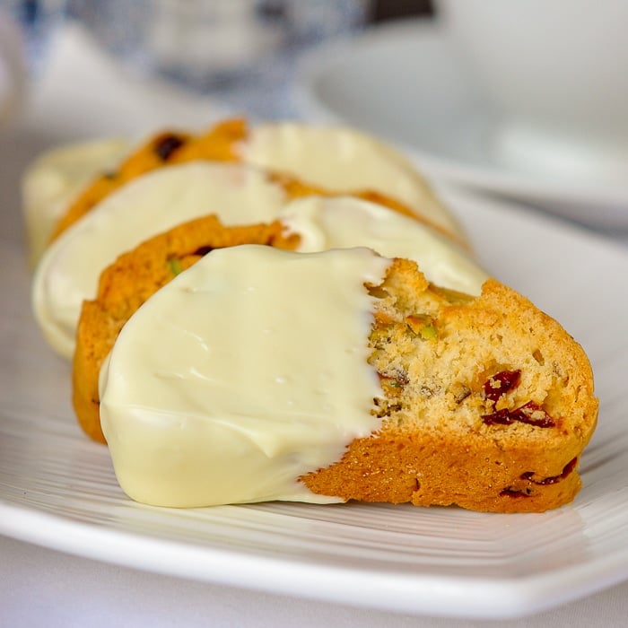 Pistachio Cranberry White Chocolate Biscotti featured image square