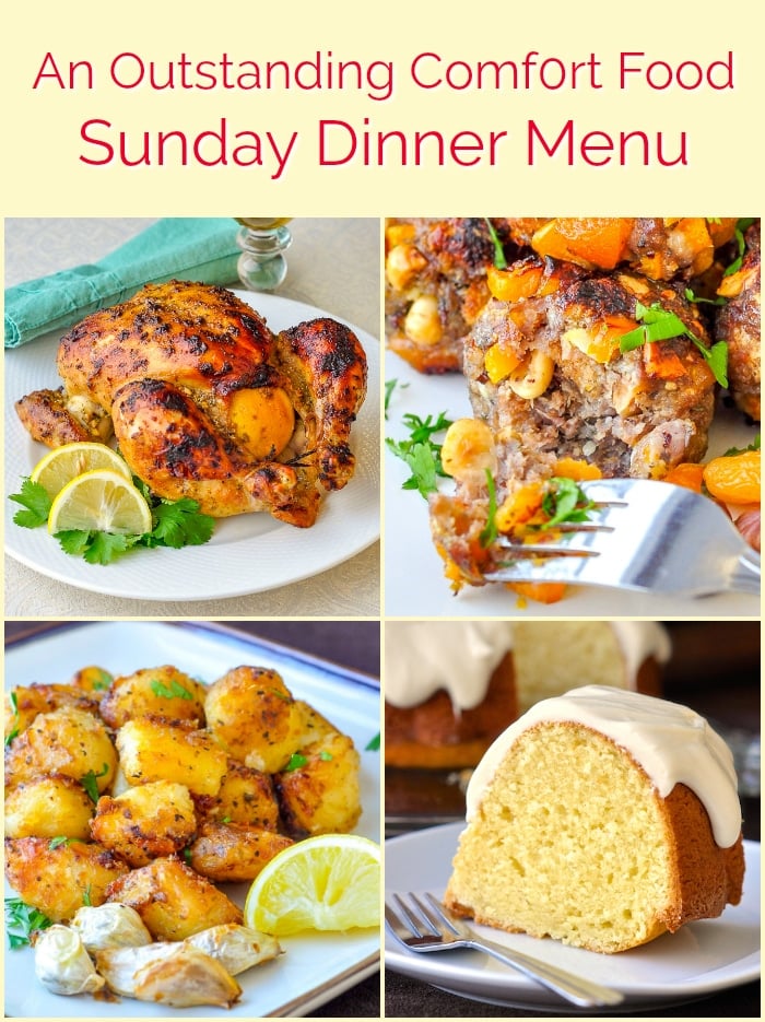 Sunday dinner pghoto collage with title text for Pinterest.