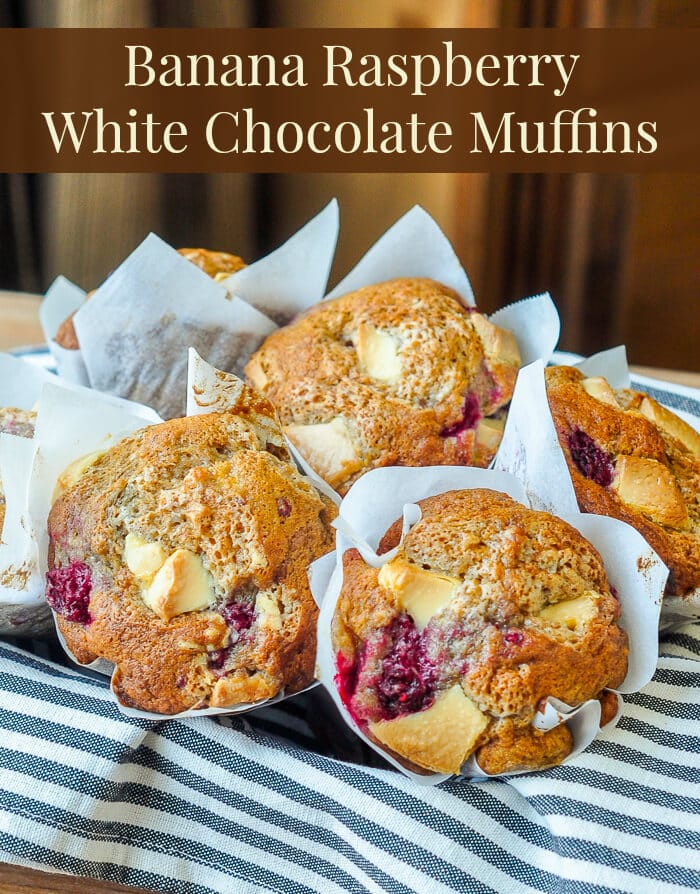Banana Raspberry White Chocolate Muffins