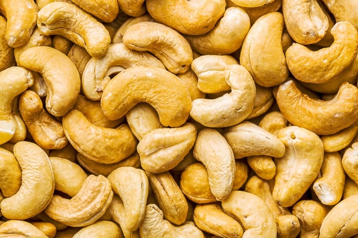 Roasted cashew nuts. 