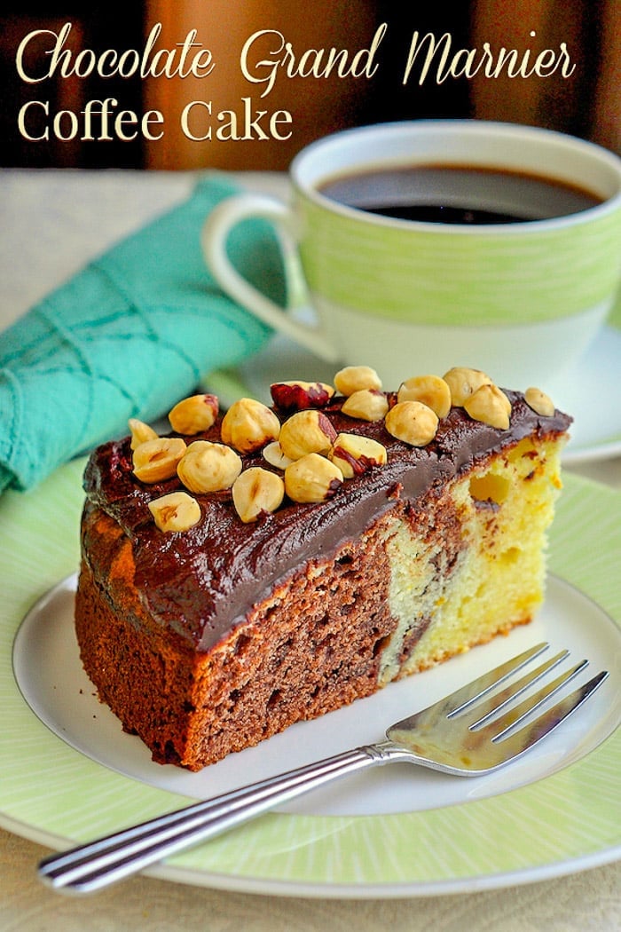 Chocolate Grand Marnier Coffee Cake image with title text for Pinterest