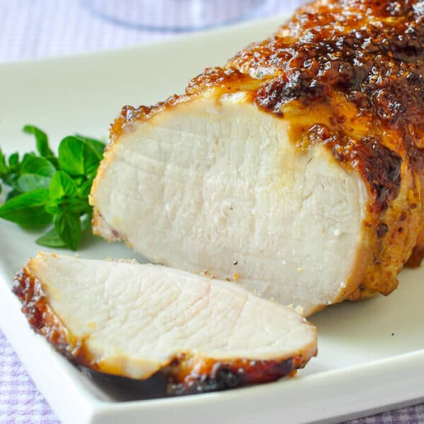 Easy Glazed Brown Sugar and Dijon Pork Loin. Only 4 ingredients!!