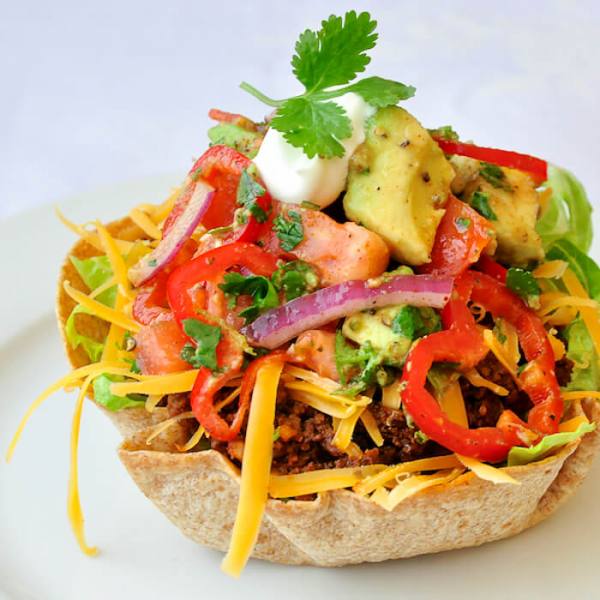 Low Fat Taco Salad with Chunky Avocado Tomato Salsa