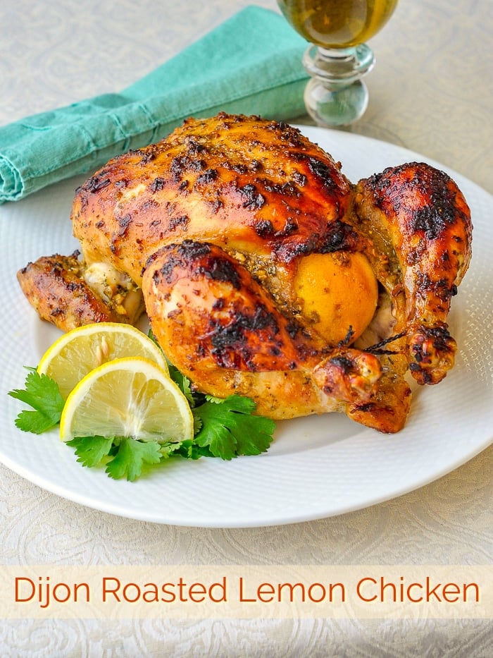 Dijon Roasted Lemon Chicken photo with title text for Pinterest