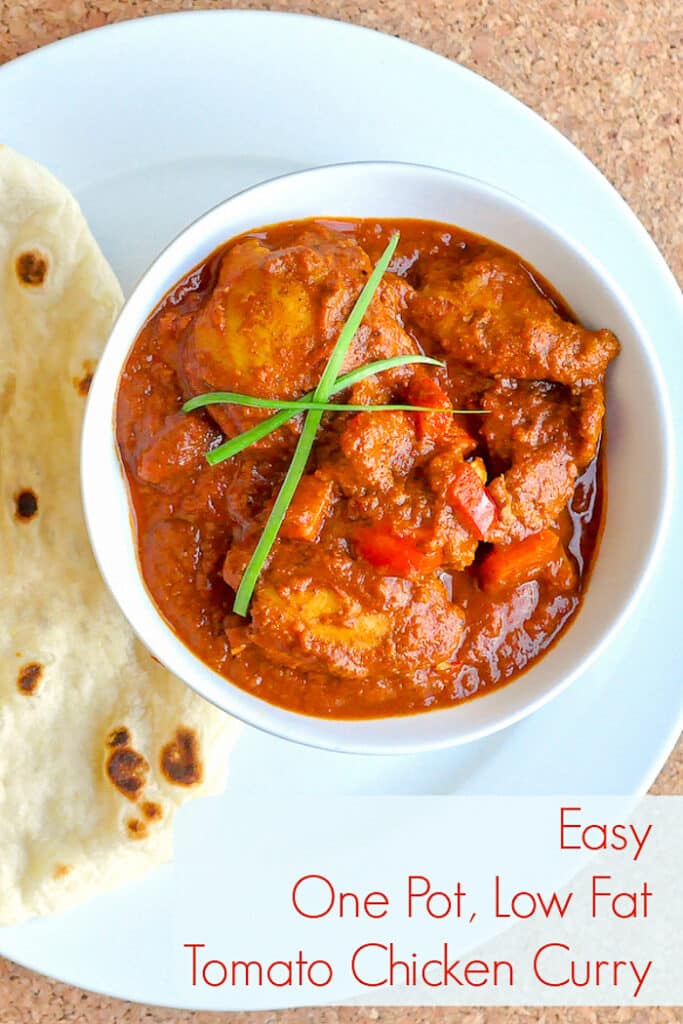 Easy One Pot Low Fat Tomato Chicken Curry. Mild or hot, you decide!!
