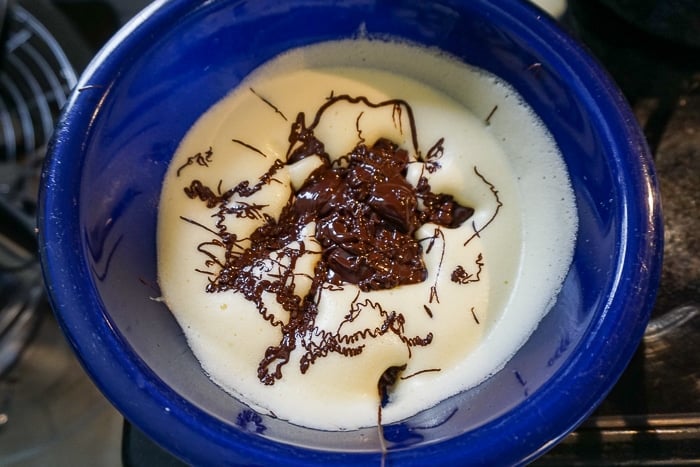 Fold the chocolate into the egg yolk mixture