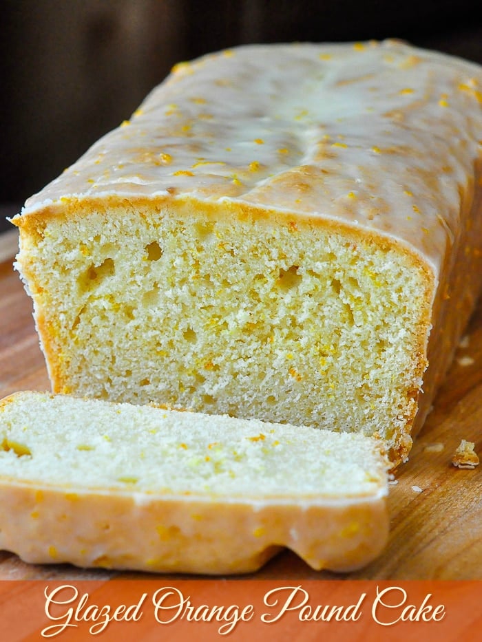 Glazed Orange Pound Cake photo with title text for Pinterest