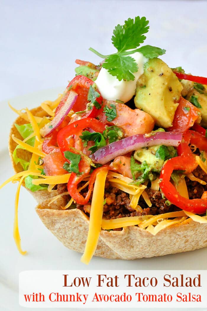 Low Fat Taco Salad with Chunky Avocado Tomato Salsa image