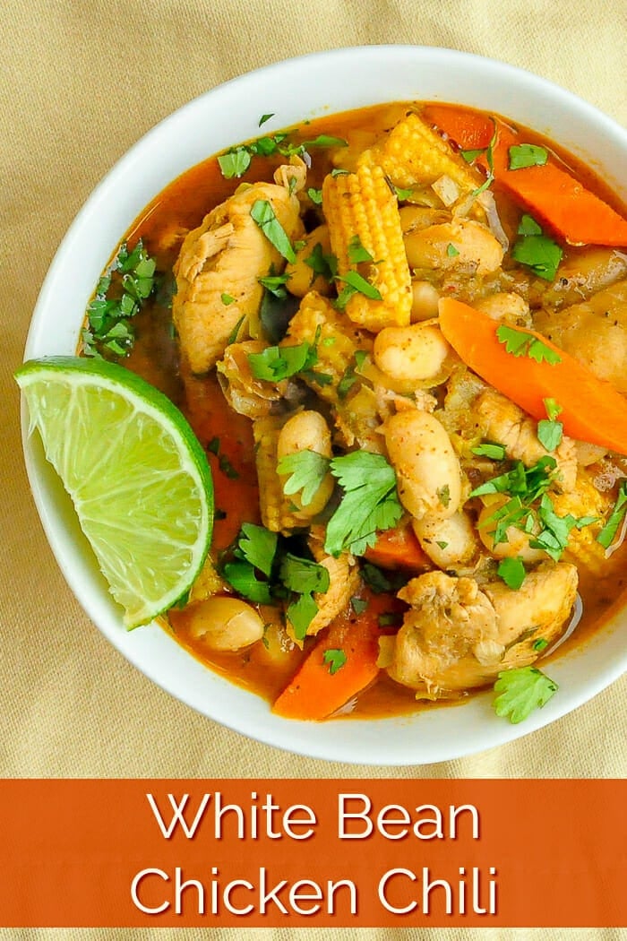 White Bean Chicken Chili image with title text for Pinterest