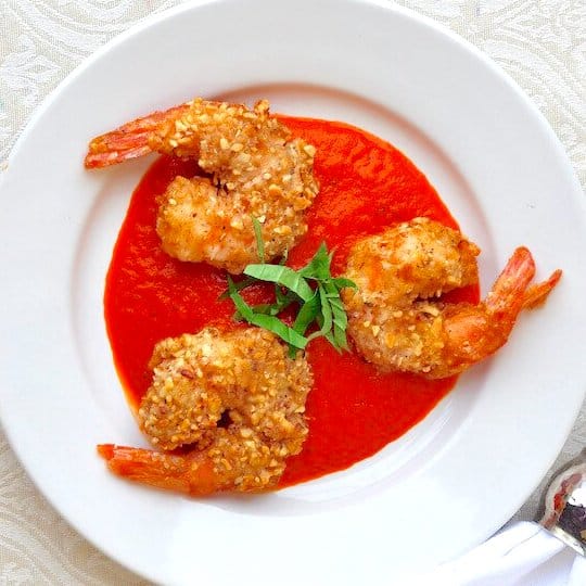 Almond Crusted Shrimp with Red Pepper Sauce