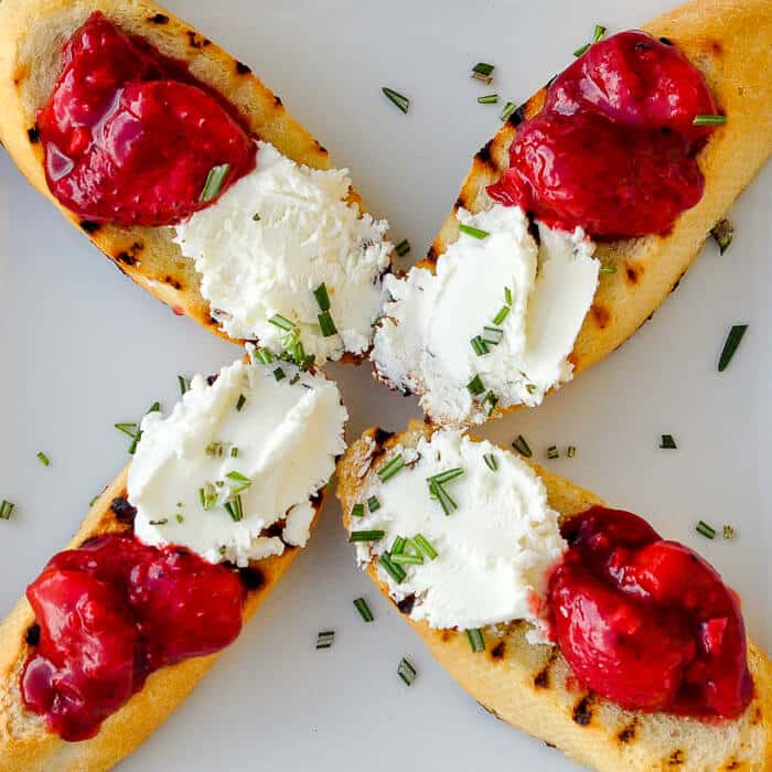 Strawberry Balsamic Chutney and Goat Cheese Bruschetta