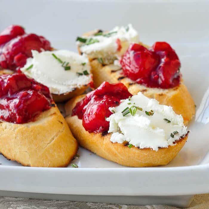 Strawberry Balsamic Chutney and Goat Cheese Bruschetta