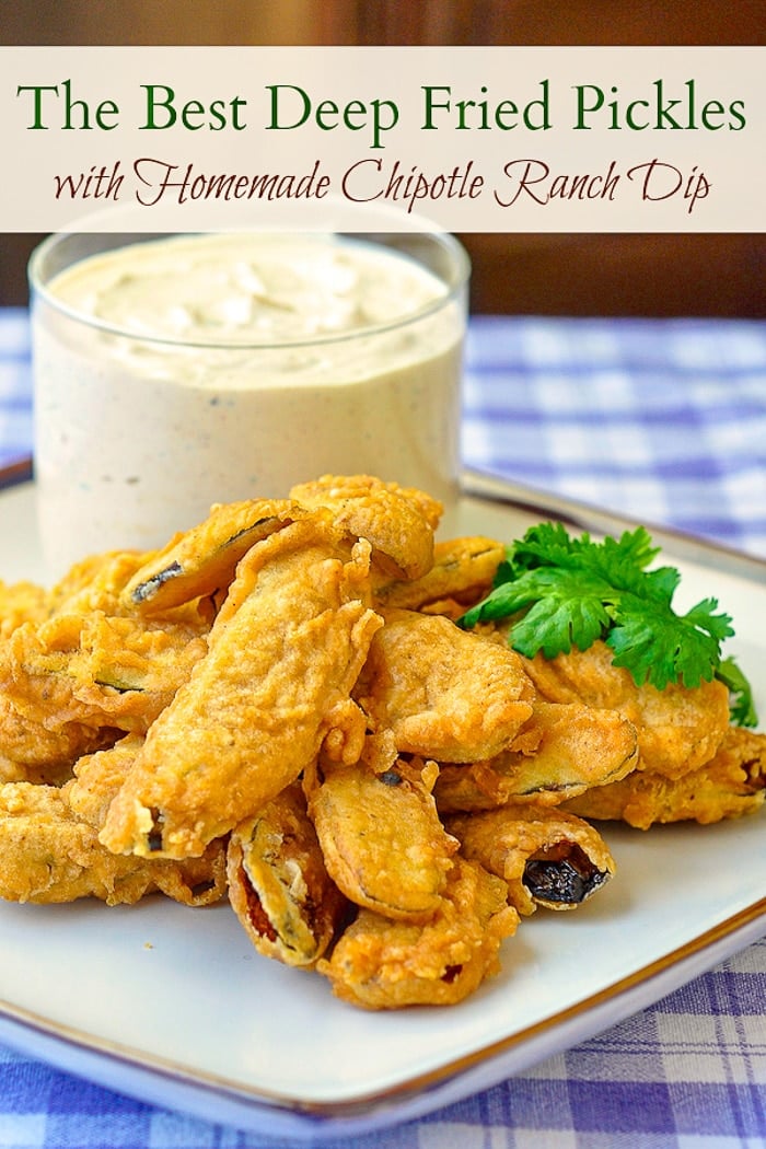 Deep Fried Pickles photo with title text for Pinterest