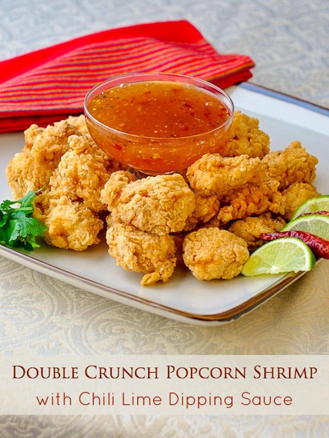 Double Crunch Popcorn Shrimp with Chili Lime Dipping Sauce, a party hit!