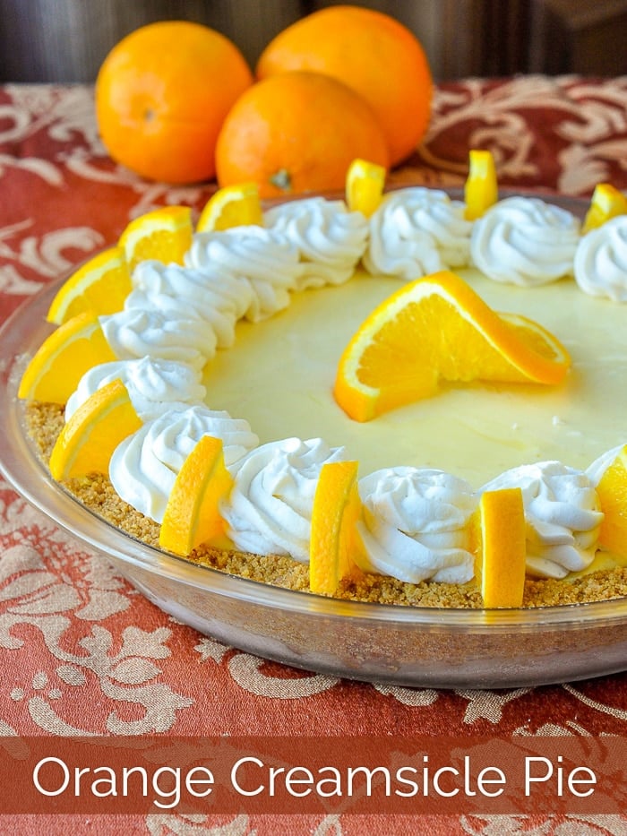 Orange Creamsicle Pie photo with title text for Pinterest