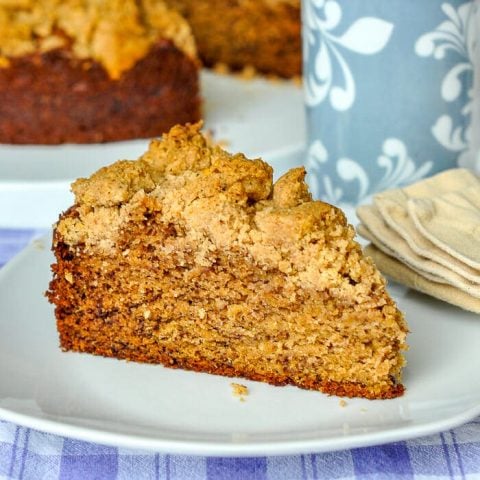 Walnut Crumble Banana Coffee Cake photo of cut slice