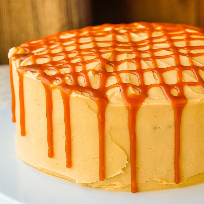 The Best Caramel Cake photo of uncut cake