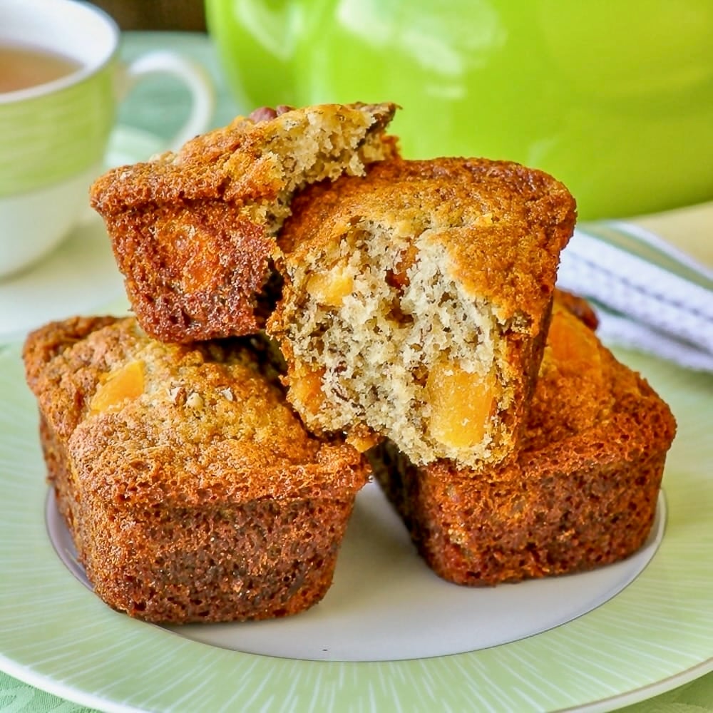 Apricot Pecan Banana Crinkle Cakes cropped square for Google featured image.