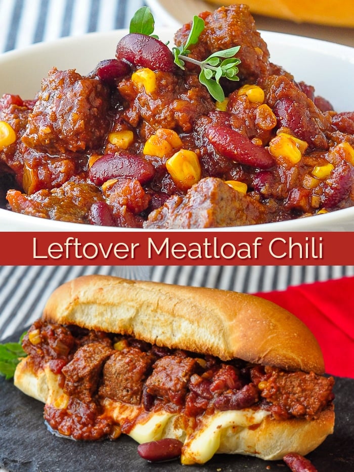 Chipotle Meatloaf Chili photo collage with title text for Pinterest