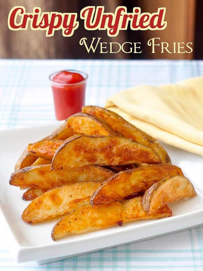 Crispy Baked Wedge Fries - learn the secret to getting all the flavour and crispiness of fried potatoes wedges from the oven using this simple straight forward method.