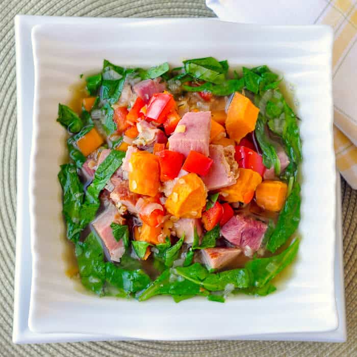 Ham Sweet Potato and Spinach Soup