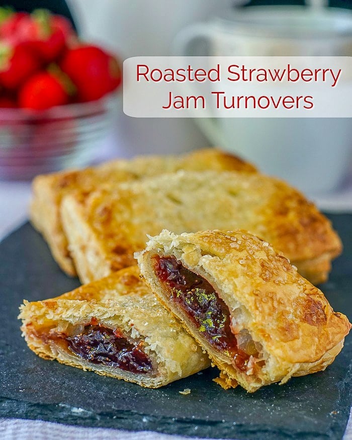 Roasted Strawberry Jam Turnovers photo with title text for Pinterest