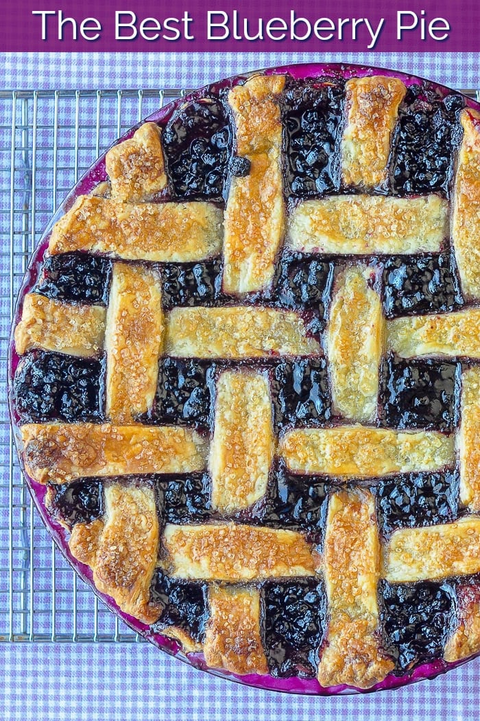 The Best Blueberry Pie photo with title text for Pinterest