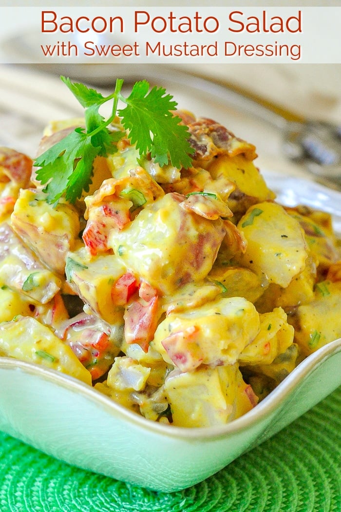 Bacon Potato Salad with Sweet Mustard Dressing photo with title text for Pinterest