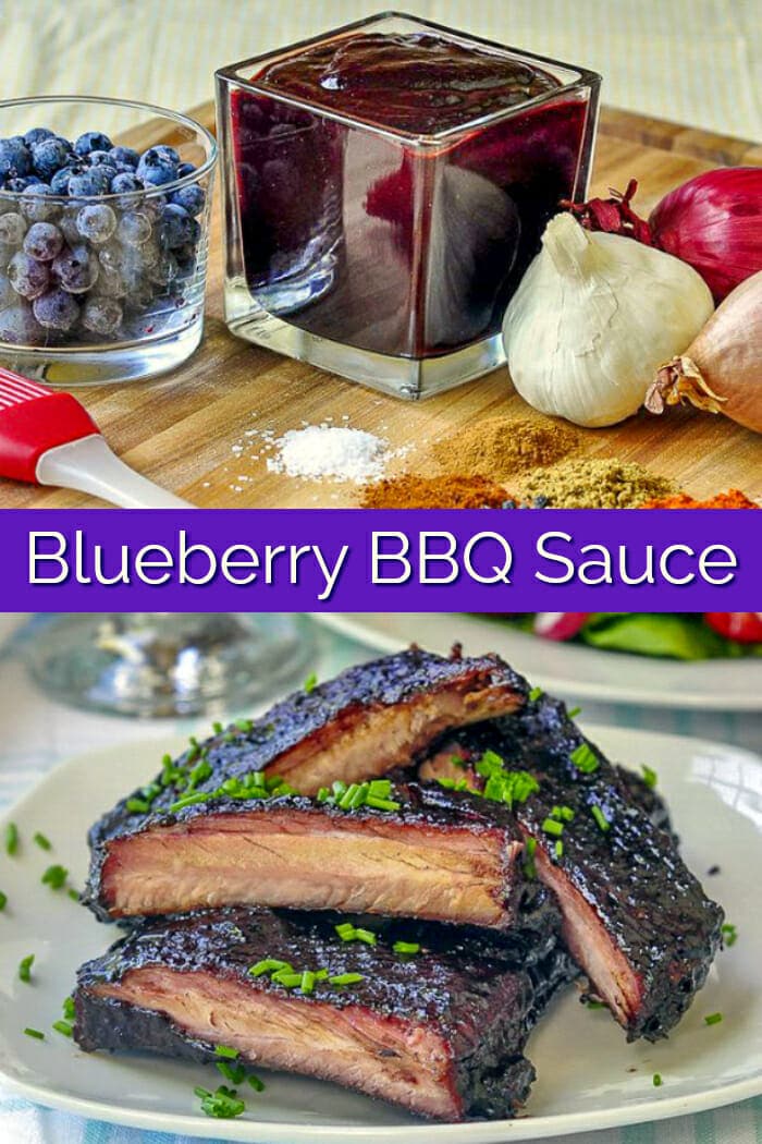 Blueberry Barbecue Sauce. Image collage with title text for Pinterest.