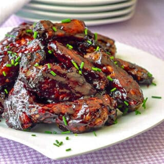 Honey Blueberry Barbecue Sauce on grilled wings