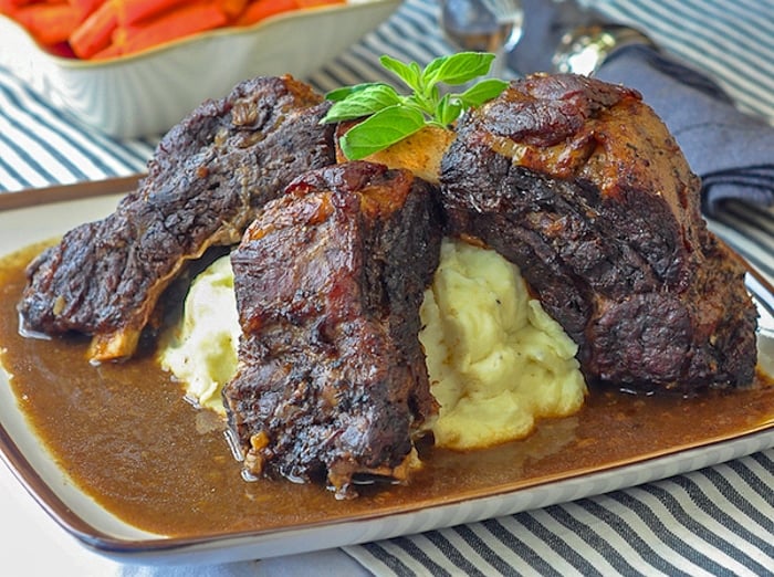 St. John's Stout Braised Beef Ribs with mashed potatoes