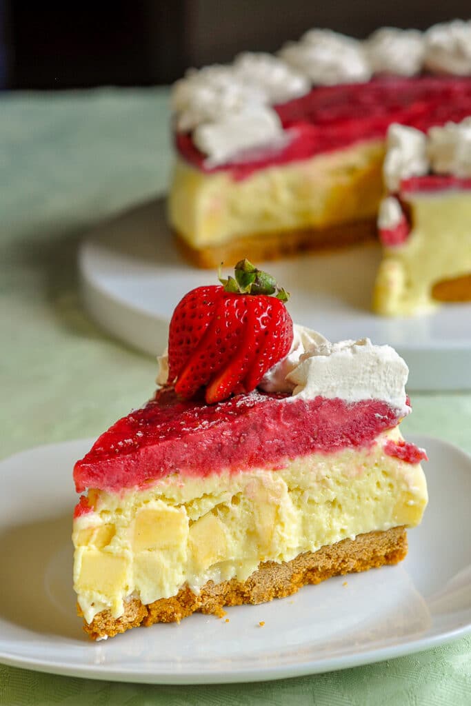 Strawberry Mango Ice Cream Pie. An easy creamy frozen dessert pie.